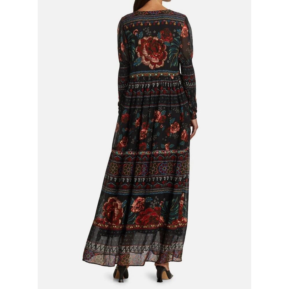 FARM Rio Black Maxi Dress with Red & Green Floral Print - Picture 5 of 5